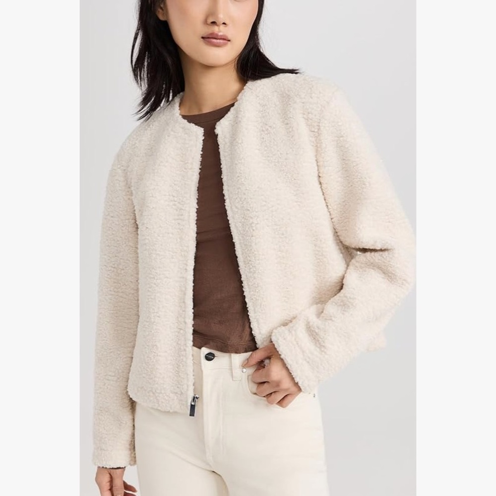 Theory Jersey Fleece Cream Jacket Size XL - Picture 5 of 11